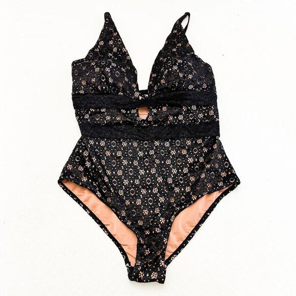 Swimsuits for All Women's Plus Size Lace Plunge One Piece Swimsuit Size XL NWT - Picture 1 of 4